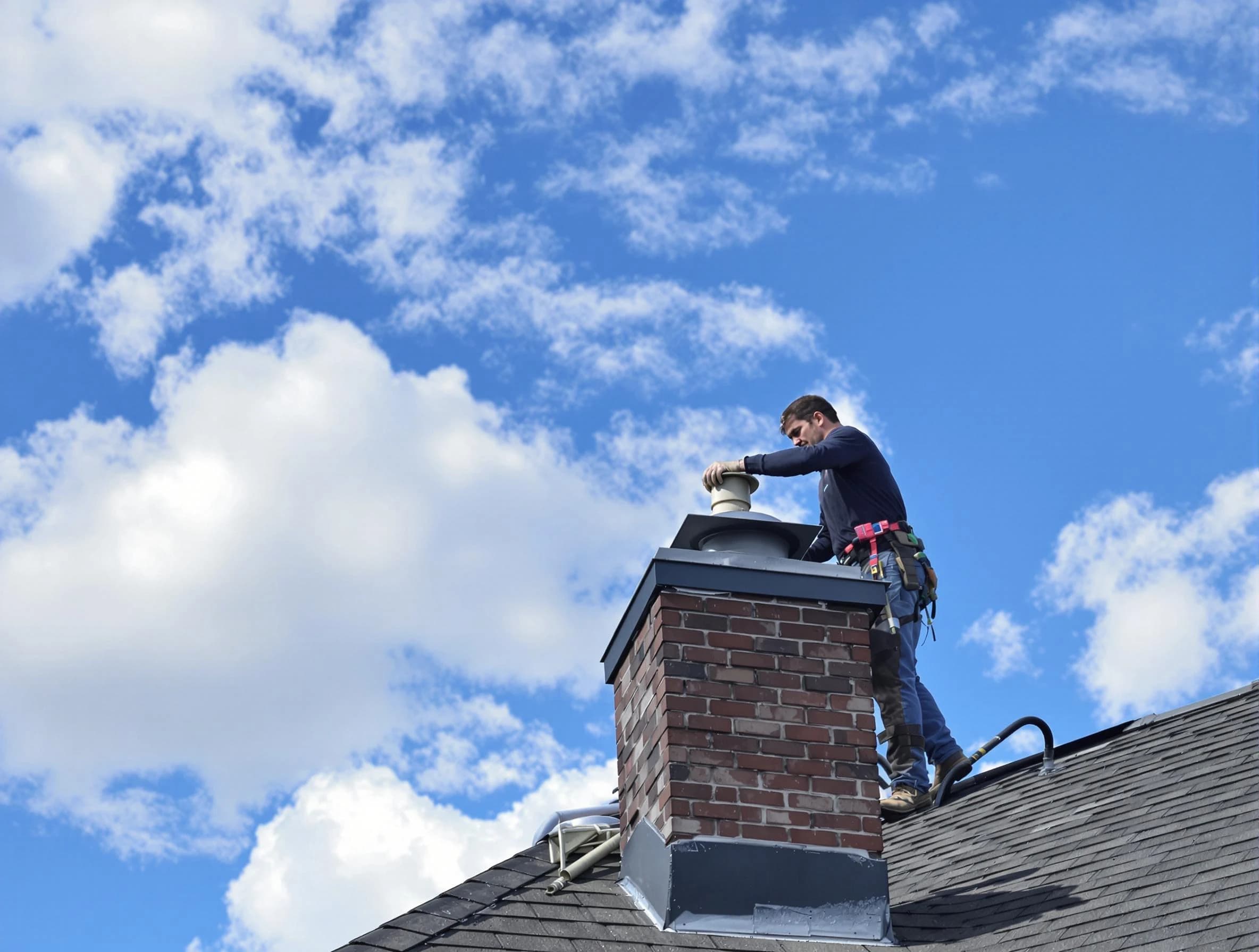 New Sewickley Chimney Sweep installing a sturdy chimney cap in New Sewickley, PA