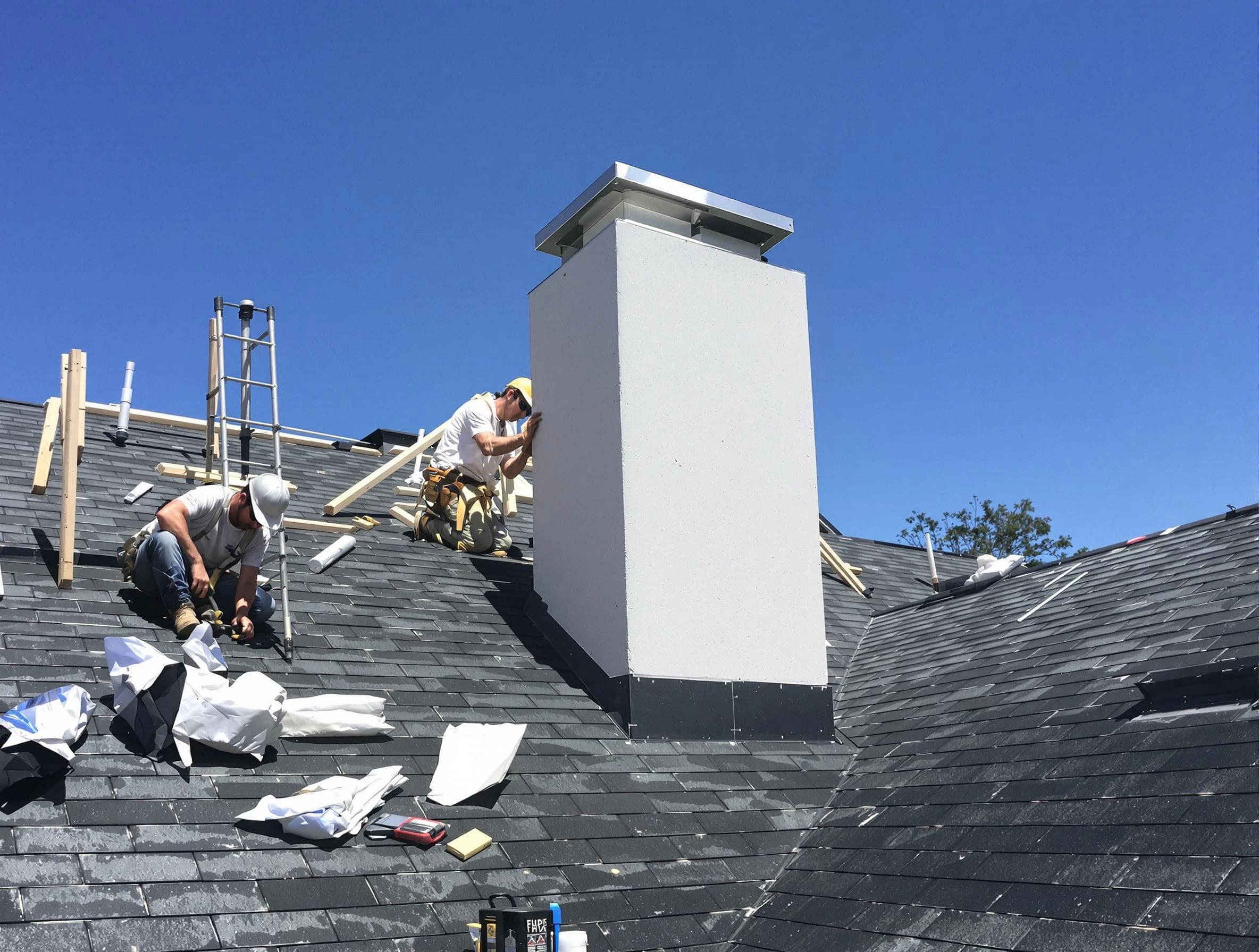 New Sewickley Chimney Sweep crew installing a new chimney in New Sewickley, PA