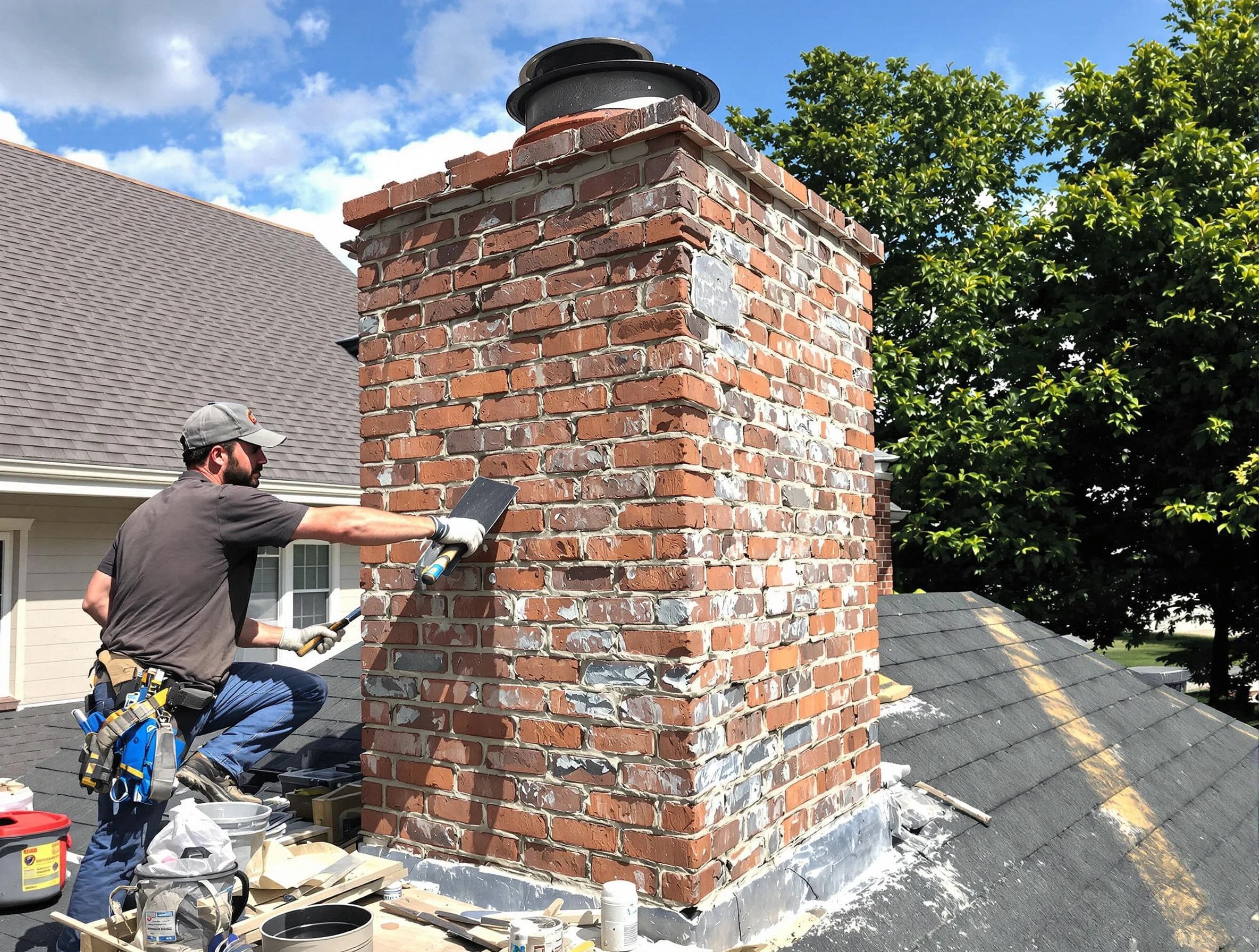 Completed chimney rebuild by New Sewickley Chimney Sweep in New Sewickley, PA
