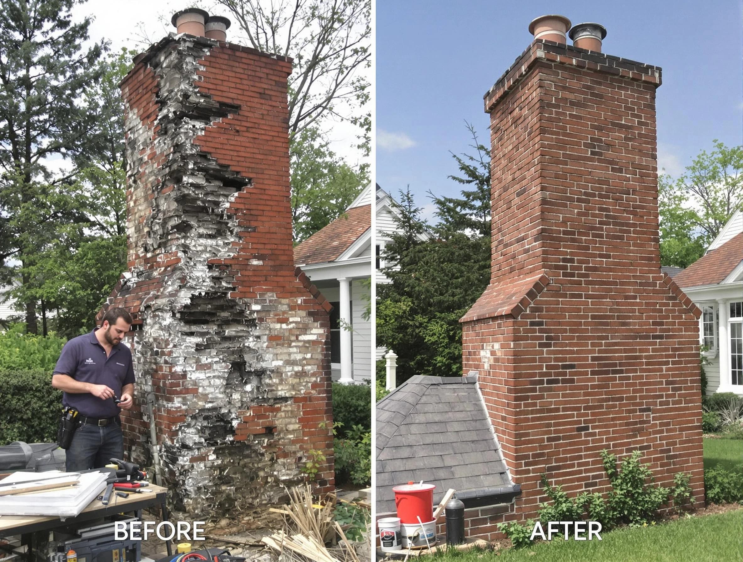 New Sewickley Chimney Sweep performing a full chimney restoration in New Sewickley, PA