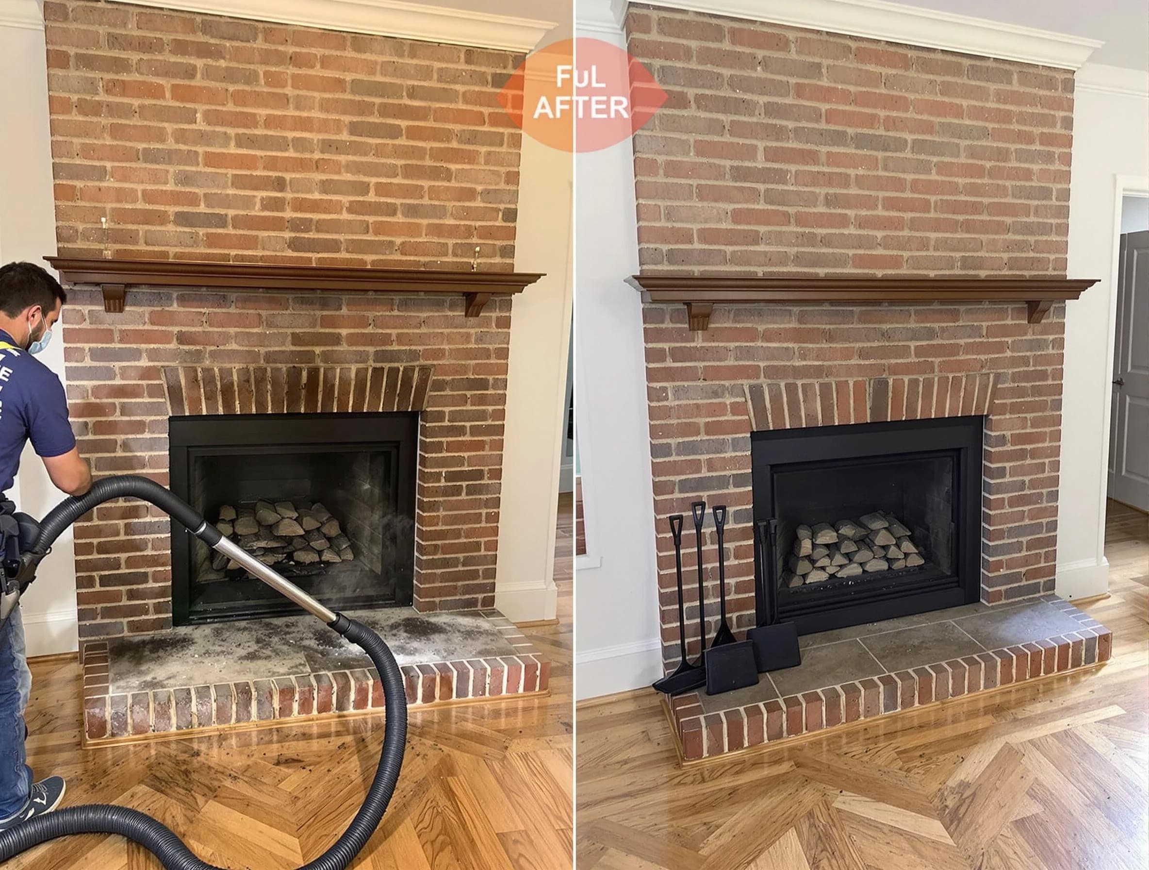 New Sewickley Chimney Sweep carefully sanitizing a fireplace in New Sewickley, PA