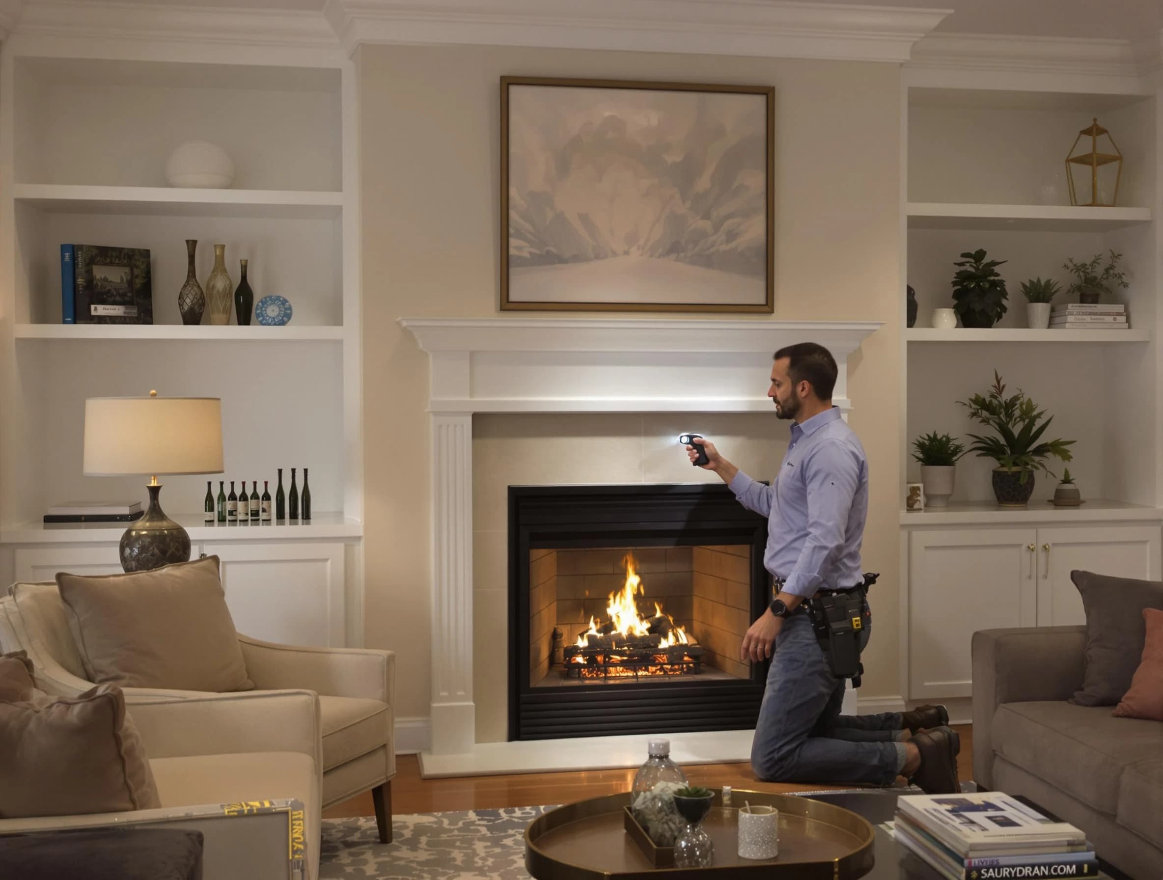 New Sewickley Chimney Sweep conducting a fireplace safety inspection in New Sewickley, PA