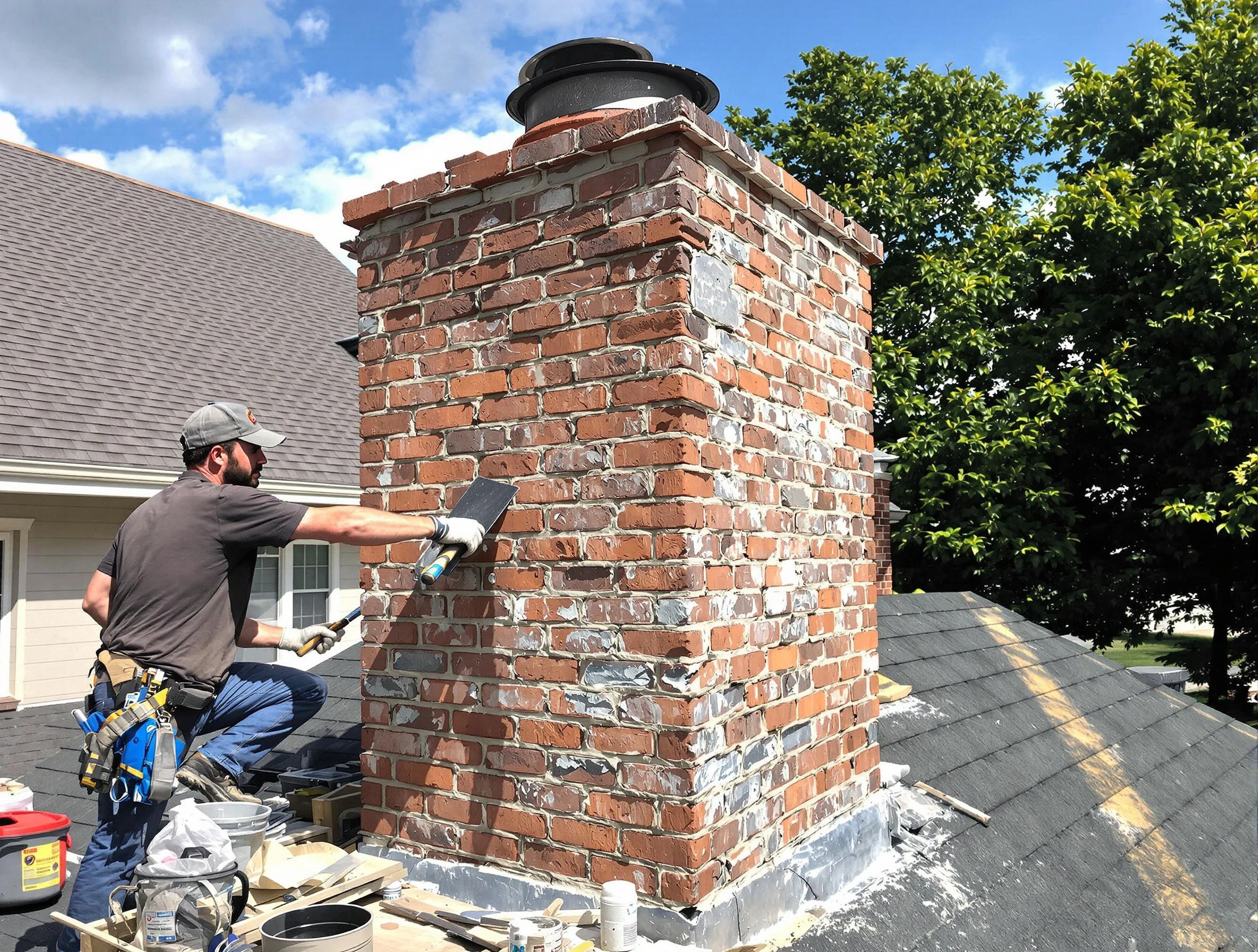 Completed chimney rebuild by New Sewickley Chimney Sweep in New Sewickley, PA