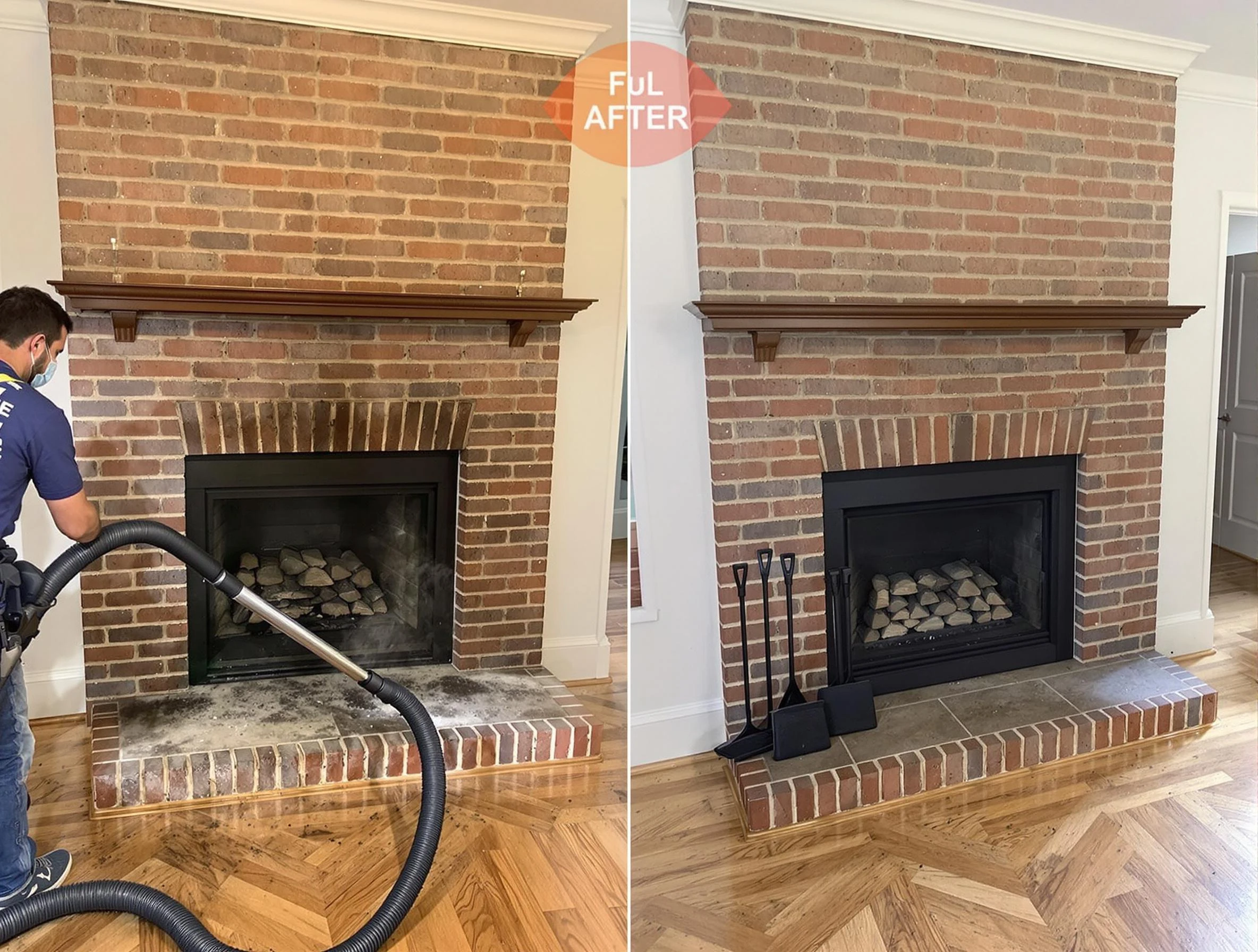 New Sewickley Chimney Sweep carefully sanitizing a fireplace in New Sewickley, PA